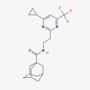 molecular formula C21H26F3N3O B2735262 (3r,5r,7r)-N-(2-(4-cyclopropyl-6-(trifluoromethyl)pyrimidin-2-yl)ethyl)adamantane-1-carboxamide CAS No. 1396708-19-2