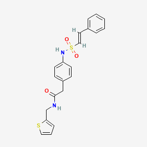 molecular formula C21H20N2O3S2 B2735266 (E)-2-(4-(2-phenylvinylsulfonamido)phenyl)-N-(thiophen-2-ylmethyl)acetamide CAS No. 1251711-70-2