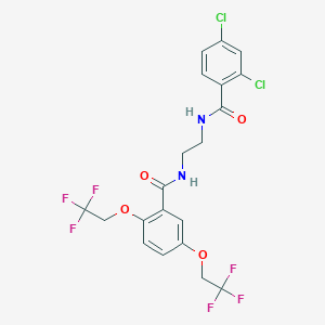 molecular formula C20H16Cl2F6N2O4 B2735272 N-[2-[(2,4-dichlorobenzoyl)amino]ethyl]-2,5-bis(2,2,2-trifluoroethoxy)benzamide CAS No. 338404-47-0