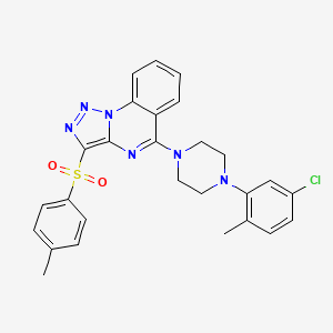 molecular formula C27H25ClN6O2S B2735273 5-[4-(5-Chloro-2-methylphenyl)piperazin-1-yl]-3-[(4-methylphenyl)sulfonyl][1,2,3]triazolo[1,5-a]quinazoline CAS No. 893272-95-2