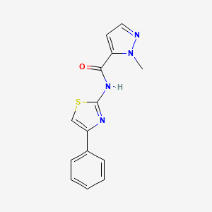 molecular formula C14H12N4OS B2735278 1-methyl-N-(4-phenylthiazol-2-yl)-1H-pyrazole-5-carboxamide CAS No. 1019096-64-0