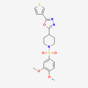 2-(1-((3,4-Dimethoxyphenyl)sulfonyl)piperidin-4-yl)-5-(thiophen-3-yl)-1,3,4-oxadiazole
