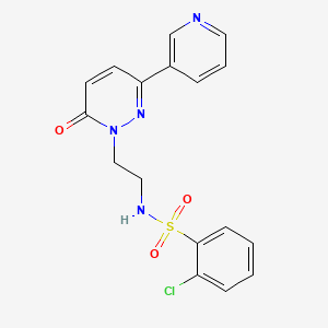 molecular formula C17H15ClN4O3S B2735289 2-chloro-N-(2-(6-oxo-3-(pyridin-3-yl)pyridazin-1(6H)-yl)ethyl)benzenesulfonamide CAS No. 1021108-37-1