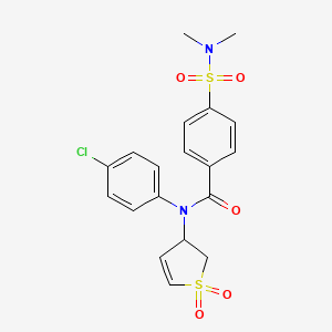 molecular formula C19H19ClN2O5S2 B2735290 N-(4-chlorophenyl)-4-(N,N-dimethylsulfamoyl)-N-(1,1-dioxido-2,3-dihydrothiophen-3-yl)benzamide CAS No. 863007-41-4