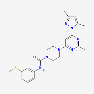 molecular formula C22H27N7OS B2735305 4-(6-(3,5-dimethyl-1H-pyrazol-1-yl)-2-methylpyrimidin-4-yl)-N-(3-(methylthio)phenyl)piperazine-1-carboxamide CAS No. 1172861-71-0