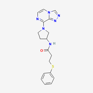 molecular formula C18H20N6OS B2735318 N-(1-([1,2,4]triazolo[4,3-a]pyrazin-8-yl)pyrrolidin-3-yl)-3-(phenylthio)propanamide CAS No. 2034532-10-8