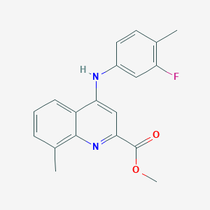 molecular formula C19H17FN2O2 B2735319 Methyl 4-[(3-fluoro-4-methylphenyl)amino]-8-methylquinoline-2-carboxylate CAS No. 1207000-70-1