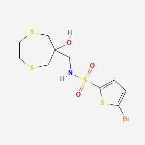 molecular formula C10H14BrNO3S4 B2735336 5-Bromo-N-[(6-hydroxy-1,4-dithiepan-6-yl)methyl]thiophene-2-sulfonamide CAS No. 2415620-42-5