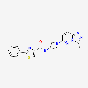 molecular formula C20H19N7OS B2735346 N-甲基-N-(1-(3-甲基-[1,2,4]三唑并[4,3-b]吡嗪-6-基)氮杂环丁烷-3-基)-2-苯基噻唑-4-甲酰胺 CAS No. 2319851-40-4