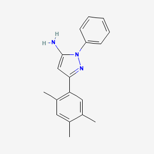 molecular formula C18H19N3 B2735352 1-phenyl-3-(2,4,5-trimethylphenyl)-1H-pyrazol-5-amine CAS No. 882229-28-9