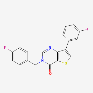 molecular formula C19H12F2N2OS B2735353 3-(4-fluorobenzyl)-7-(3-fluorophenyl)thieno[3,2-d]pyrimidin-4(3H)-one CAS No. 1105226-99-0