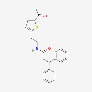 molecular formula C23H23NO2S B2735357 N-(2-(5-乙酰硫代呋喃-2-基)乙基)-3,3-二苯基丙酰胺 CAS No. 2034339-59-6