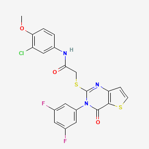 molecular formula C21H14ClF2N3O3S2 B2735368 N-(3-氯-4-甲氧基苯基)-2-{[3-(3,5-二氟苯基)-4-氧代-3,4-二氢噻吩[3,2-d]嘧啶-2-基]硫基}乙酰胺 CAS No. 1260931-98-3