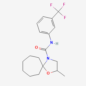 molecular formula C18H23F3N2O2 B2735369 2-methyl-N-[3-(trifluoromethyl)phenyl]-1-oxa-4-azaspiro[4.6]undecane-4-carboxamide CAS No. 866156-67-4
