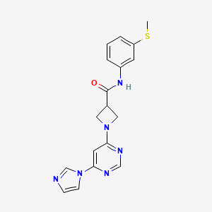 molecular formula C18H18N6OS B2735370 1-(6-(1H-咪唑-1-基)嘧啶-4-基)-N-(3-(甲硫基)苯基)氮杂环丁烷-3-羧酰胺 CAS No. 2034279-17-7