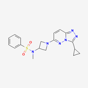 molecular formula C18H20N6O2S B2735372 N-(1-(3-环丙基-[1,2,4]三唑并[4,3-b]吡啶-6-基)氮杂环丁烷-3-基)-N-甲基苯磺酰胺 CAS No. 2320854-89-3