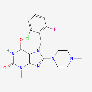 molecular formula C18H20ClFN6O2 B2735378 7-(2-chloro-6-fluorobenzyl)-3-methyl-8-(4-methylpiperazin-1-yl)-1H-purine-2,6(3H,7H)-dione CAS No. 878431-71-1