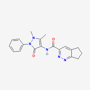 molecular formula C19H19N5O2 B2735381 N-(1,5-Dimethyl-3-oxo-2-phenylpyrazol-4-yl)-6,7-dihydro-5H-cyclopenta[c]pyridazine-3-carboxamide CAS No. 2415503-67-0