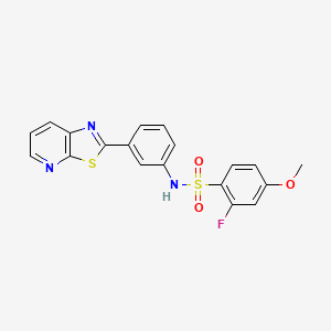 molecular formula C19H14FN3O3S2 B2735395 2-fluoro-4-methoxy-N-(3-(thiazolo[5,4-b]pyridin-2-yl)phenyl)benzenesulfonamide CAS No. 912623-29-1