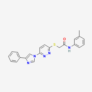 molecular formula C22H19N5OS B2735396 2-((6-(4-苯基-1H-咪唑-1-基)吡啶并[3,4-d]嘧啶-3-基)硫基)-N-(间甲苯基)乙酰胺 CAS No. 1251684-21-5