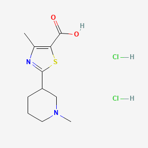 molecular formula C11H18Cl2N2O2S B2735397 4-Methyl-2-(1-methylpiperidin-3-yl)-1,3-thiazole-5-carboxylic acid;dihydrochloride CAS No. 2253629-64-8