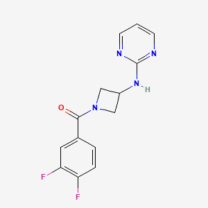 molecular formula C14H12F2N4O B2735403 (3,4-Difluorophenyl)(3-(pyrimidin-2-ylamino)azetidin-1-yl)methanone CAS No. 2176270-33-8