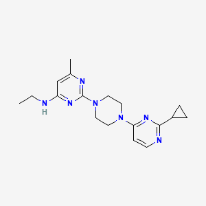 molecular formula C18H25N7 B2735412 2-[4-(2-Cyclopropylpyrimidin-4-yl)piperazin-1-yl]-N-ethyl-6-methylpyrimidin-4-amine CAS No. 2415523-89-4