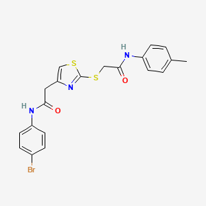 molecular formula C20H18BrN3O2S2 B2735415 N-(4-bromophenyl)-2-(2-((2-oxo-2-(p-tolylamino)ethyl)thio)thiazol-4-yl)acetamide CAS No. 941981-00-6