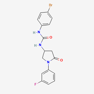 molecular formula C17H15BrFN3O2 B2735430 1-(4-Bromophenyl)-3-[1-(3-fluorophenyl)-5-oxopyrrolidin-3-yl]urea CAS No. 894029-53-9