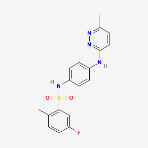 molecular formula C18H17FN4O2S B2735431 5-fluoro-2-methyl-N-(4-((6-methylpyridazin-3-yl)amino)phenyl)benzenesulfonamide CAS No. 1170044-47-9