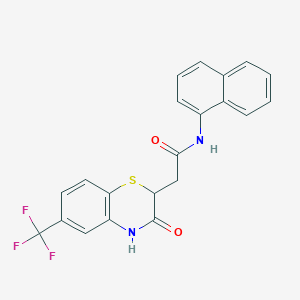 molecular formula C21H15F3N2O2S B2735440 N-(萘-1-基)-2-[3-氧代-6-(三氟甲基)-3,4-二氢-2H-1,4-苯并噻嗪-2-基]乙酰胺 CAS No. 442653-77-2
