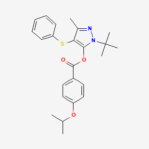 molecular formula C24H28N2O3S B2735443 1-(tert-butyl)-3-methyl-4-(phenylthio)-1H-pyrazol-5-yl 4-isopropoxybenzoate CAS No. 876868-92-7