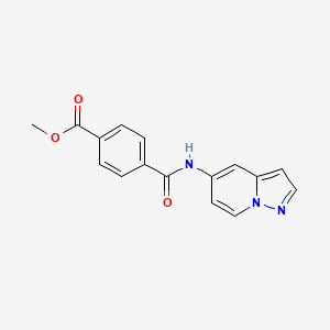 molecular formula C16H13N3O3 B2735449 Methyl 4-(pyrazolo[1,5-a]pyridin-5-ylcarbamoyl)benzoate CAS No. 2034585-84-5