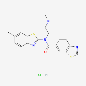 molecular formula C20H21ClN4OS2 B2735450 N-(2-(dimethylamino)ethyl)-N-(6-methylbenzo[d]thiazol-2-yl)benzo[d]thiazole-6-carboxamide hydrochloride CAS No. 1216620-40-4