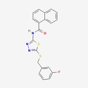 molecular formula C20H14FN3OS2 B2735451 N-(5-((3-fluorobenzyl)thio)-1,3,4-thiadiazol-2-yl)-1-naphthamide CAS No. 392317-54-3