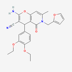 molecular formula C25H25N3O5 B2735454 2-amino-4-(3,4-diethoxyphenyl)-6-(furan-2-ylmethyl)-7-methyl-5-oxo-5,6-dihydro-4H-pyrano[3,2-c]pyridine-3-carbonitrile CAS No. 758701-68-7
