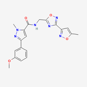 3-(3-methoxyphenyl)-1-methyl-N-((3-(5-methylisoxazol-3-yl)-1,2,4-oxadiazol-5-yl)methyl)-1H-pyrazole-5-carboxamide