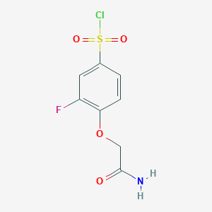 molecular formula C8H7ClFNO4S B2735468 4-(Carbamoylmethoxy)-3-fluorobenzenesulphonyl chloride CAS No. 1443292-54-3