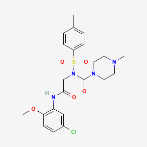 molecular formula C22H27ClN4O5S B2735476 N-(2-((5-chloro-2-methoxyphenyl)amino)-2-oxoethyl)-4-methyl-N-tosylpiperazine-1-carboxamide CAS No. 899991-53-8
