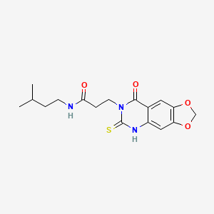 molecular formula C17H21N3O4S B2735477 N-isopentyl-3-(8-oxo-6-thioxo-5,6-dihydro-[1,3]dioxolo[4,5-g]quinazolin-7(8H)-yl)propanamide CAS No. 688054-87-7