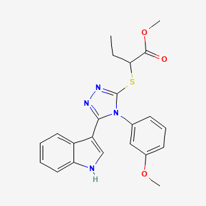 molecular formula C22H22N4O3S B2735489 methyl 2-{[5-(1H-indol-3-yl)-4-(3-methoxyphenyl)-4H-1,2,4-triazol-3-yl]sulfanyl}butanoate CAS No. 946206-21-9