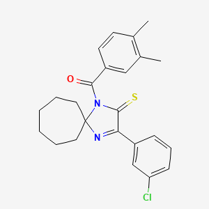 molecular formula C24H25ClN2OS B2735499 3-(3-Chlorophenyl)-1-(3,4-dimethylbenzoyl)-1,4-diazaspiro[4.6]undec-3-ene-2-thione CAS No. 1223792-78-6