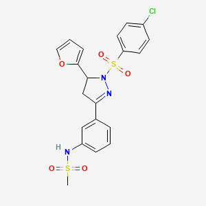 N-[3-[2-(4-chlorophenyl)sulfonyl-3-(furan-2-yl)-3,4-dihydropyrazol-5-yl]phenyl]methanesulfonamide