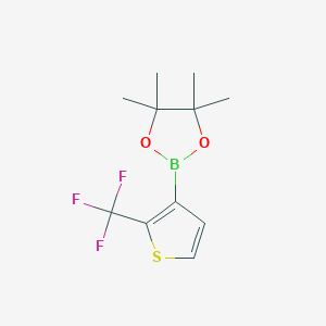 molecular formula C11H14BF3O2S B2735530 4,4,5,5-Tetramethyl-2-[2-(trifluoromethyl)thiophen-3-yl]-1,3,2-dioxaborolane CAS No. 2246611-07-2