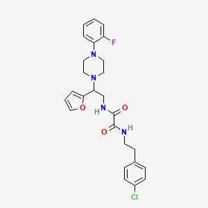 molecular formula C26H28ClFN4O3 B2735548 N1-(4-氯苯乙基)-N2-(2-(4-(2-氟苯基)哌嗪-1-基)-2-(呋喃-2-基)乙基)草酰胺 CAS No. 877632-97-8