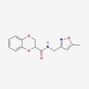 molecular formula C14H14N2O4 B2735564 N-((5-methylisoxazol-3-yl)methyl)-2,3-dihydrobenzo[b][1,4]dioxine-2-carboxamide CAS No. 1257548-69-8