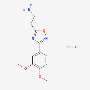 molecular formula C12H15N3O3 B2735565 2-[3-(3,4-Dimethoxyphenyl)-1,2,4-oxadiazol-5-yl]ethanamine;hydrochloride CAS No. 885953-58-2