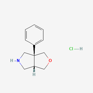 molecular formula C12H16ClNO B2735571 (3As,6aS)-3a-phenyl-1,3,4,5,6,6a-hexahydrofuro[3,4-c]pyrrole;hydrochloride CAS No. 2095349-72-5