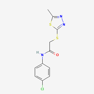 molecular formula C11H10ClN3OS2 B2735572 N-(4-chlorophenyl)-2-[(5-methyl-1,3,4-thiadiazol-2-yl)sulfanyl]acetamide CAS No. 361185-01-5
