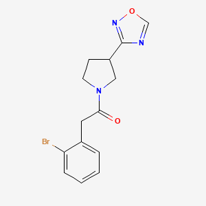 molecular formula C14H14BrN3O2 B2735584 1-(3-(1,2,4-Oxadiazol-3-yl)pyrrolidin-1-yl)-2-(2-bromophenyl)ethanone CAS No. 2034410-92-7